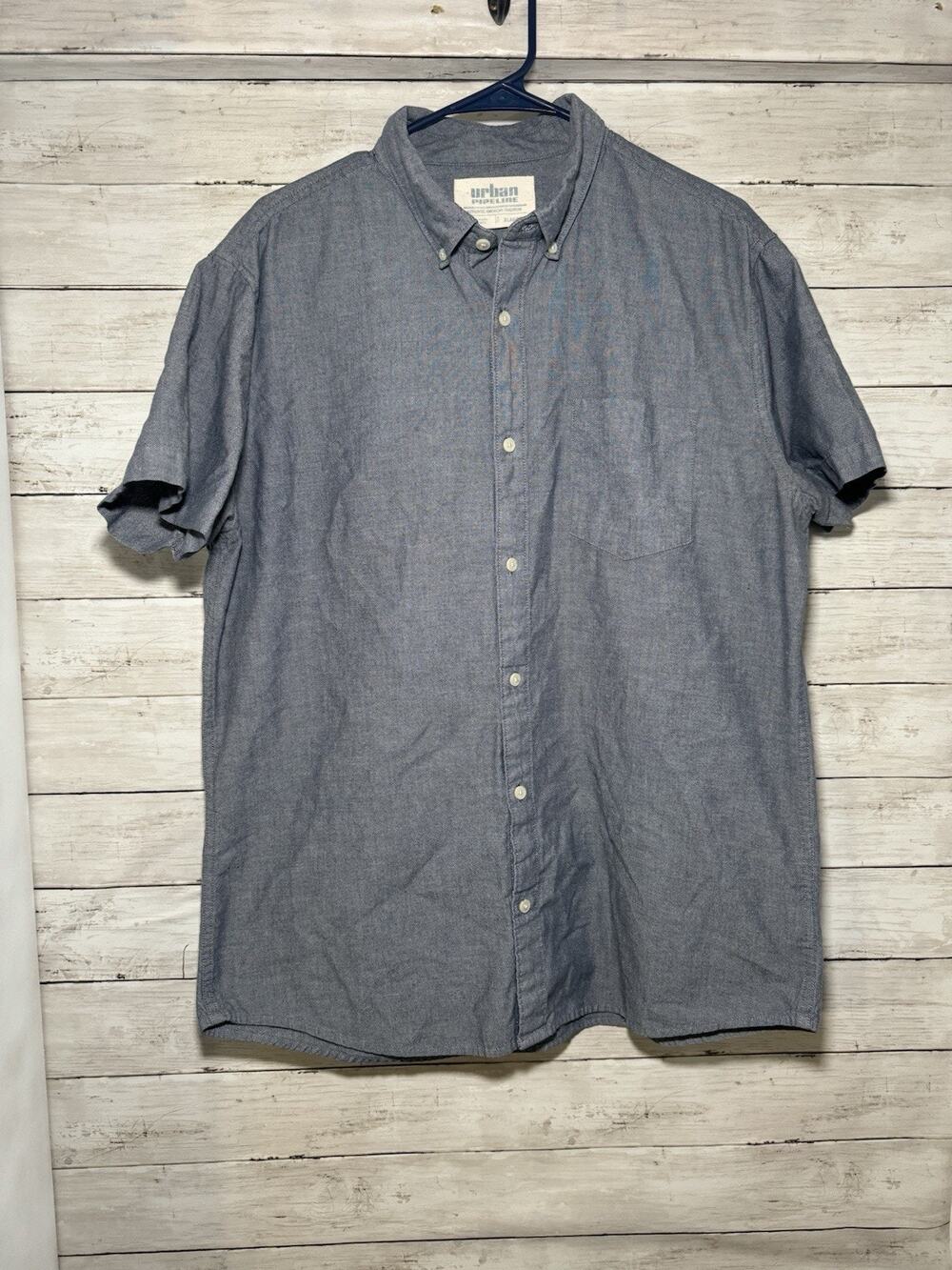 Urban Pipeline Men's Short Sleeve Shirt Button Down Blue Size XL